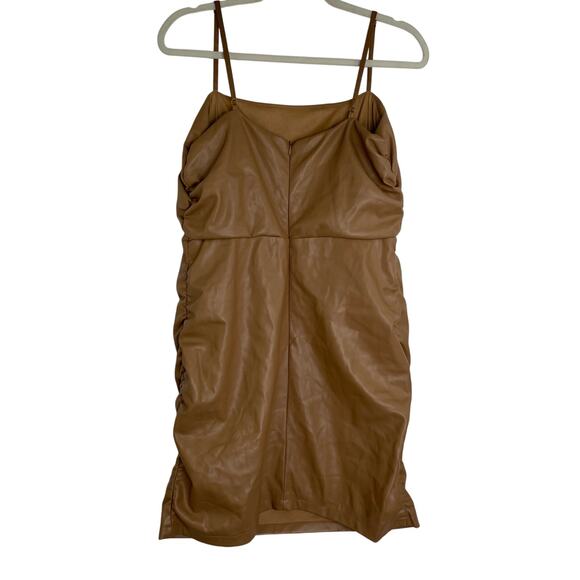 Lulu's Caramel Bodycon Faux Leather Mini Dress Size XL - Picture 6 of 16